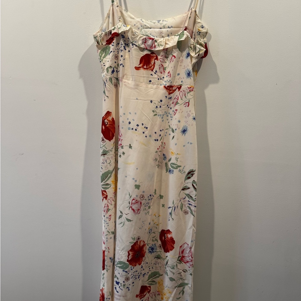 RIHOAS Cream Floral Midi Dress with Red & Yellow Blooms - Picture 2 of 3